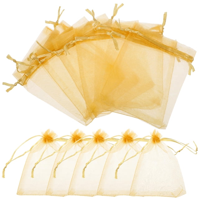 WRITWAA 100Pcs Candy Packing Bags Organza Drawstring Bags for Baby Showers