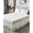 thumbnail image 4 of Hummingbird Wrap Around Bed Skirts for King Bed 18" Drop,Bed Skirt with Adjustable Elastic Belt Dust Ruffle Bed Valance for Bedroom Hotel Sage Green Botanical Leaf Vintage Botanical Bed Frame Cover, 4 of 7