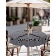 thumbnail image 5 of Outdoor Tablecloth with Umbrella Hole, Sports Hockey Black Art Zippered Table Cloth for Square Tables, Retro Gray Texture Washable Waterproof Tablecloths for Picnic Patio Garden, 5 of 9