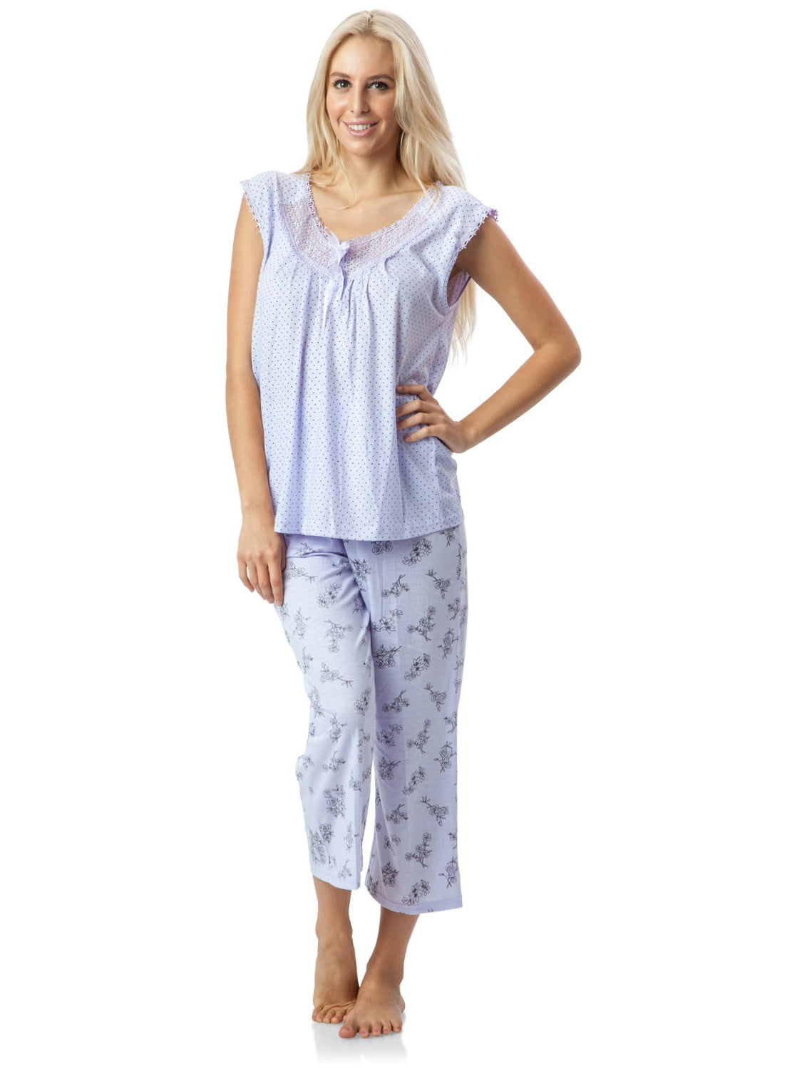 Casual Nights Casual Nights Women's Sleeveles Floral Lace Capri