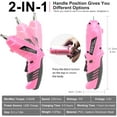 thumbnail image 5 of Cordless Screwdriver, 3.6V Rechargeable Electric Screwdriver Kit, 47 in 1 Portable Cordless Drills, Dual Position Handle with USB Cable LED Light for Home Office DIY Tools Pink, 5 of 8