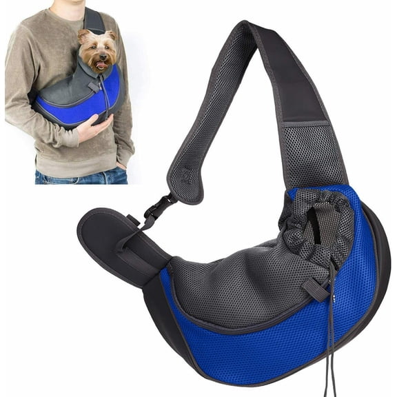 Microseven Pet Puppy Dog Cat Carrier Sling Hands-Free Travel Shoulder Travel Bag Backpack, Size Small, Blue