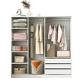 thumbnail image 4 of Open Style Storage Wardrobe, Wooden Wardrobe Cabinet with 5 Storage Shelves, 2 Hanging Rod and 3 Drawers, Free Standing Doorless Storage Cabinet Closet for Bedroom, White, 4 of 9