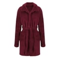 thumbnail image 3 of SELONE Fluffy Robes for Women Plus Size Fleece Towel Robe Lace up Long Sleeve Nightwear with Pockets Lounging Clothes, 3 of 5