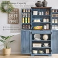 thumbnail image 3 of ACCOHOHO 72" Tall Kitchen Pantry, Farmhouse Storage Cabinet with Barn Doors, Drawer and Adjustable Shelves, Rustic Wood Cupboard for Kitchen, Dining Room, Bathroom, Rustic Blue, 3 of 7