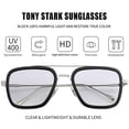 thumbnail image 1 of Tony Stark Polarized Sunglasses for Men Women Vintage Square Metal Frame Iron Man and Spider-Man Eyeglasses (Silver Frame Gradient Light Grey Lens - Iron Man Original Color) Kursan Kursan, 1 of 2