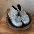 thumbnail image 5 of LYHao Ankle Boots For Girls Fashion Winter Short Booties With Glitter Casual Style ,Girls Boots Sizes 1 Silver(9-9.5 Years), 5 of 6