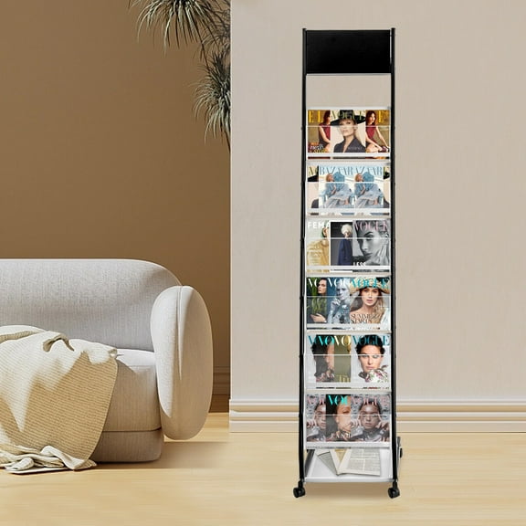 Denest Literature Stand Brochure Floor Rack Magazine Catalog Display Holder 6 Shelves