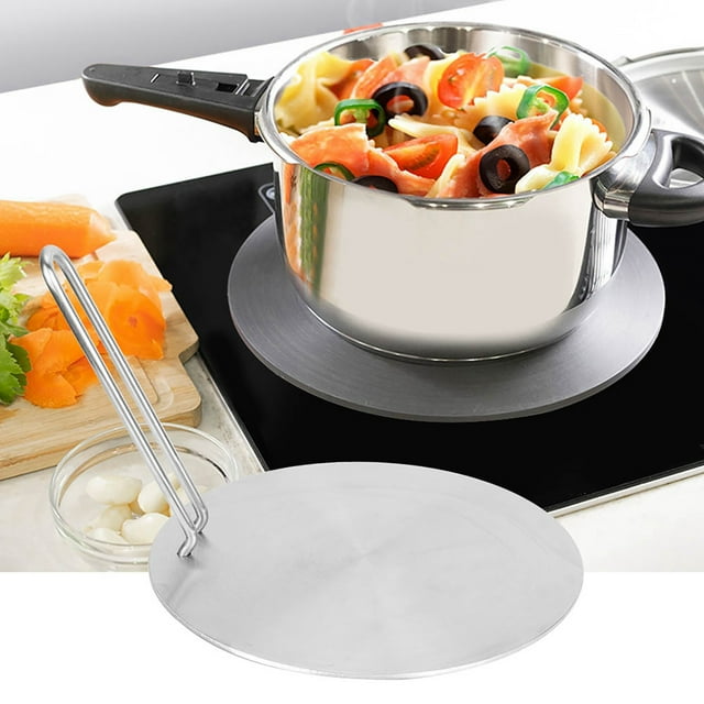 Induction Adapter Plate, Stainless Steel Heat Quickly Evenly Heat Diffuser Plate with Detachable Handle for Gas Electric Cooker