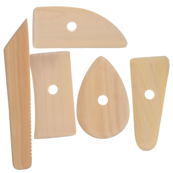 UPOUART Clay Shaping Tool Pottery Sculpting Tools Wooden 5Pcs 12.0X5.0X0.8In