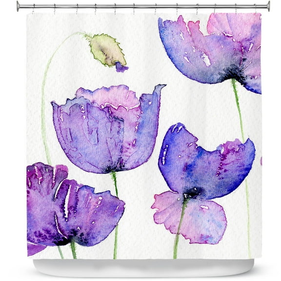 Shower Curtains 70" x 73" from DiaNoche Designs by Amanda Hawkins - Cornish Poppies