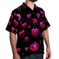 thumbnail image 2 of Valentine's Day Love ECG Men's Short Sleeve Hawaiian Beach Shirts, Casual Printed Button Down Spread Collar Tops, Summer Unisex Style, 2 of 6