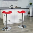 thumbnail image 4 of Contemporary Red Vinyl Adjustable Height Barstool with Wavy Seat and Chrome Base, 4 of 6