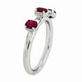 thumbnail image 3 of Sterling Silver Stackable Expressions Created Ruby Three Stone Ring - Size 7, 3 of 3