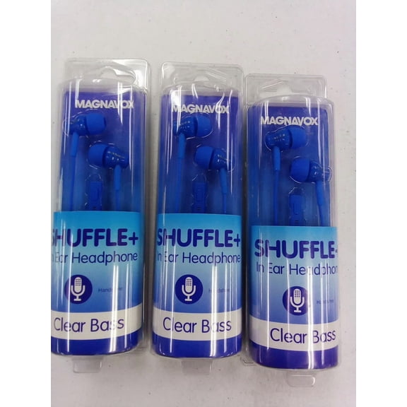 RHEA- Magnavox Shuffle   In Ear Headphones W/ Handsfree Mic & Music Ctrl, Blue - 3 Pc