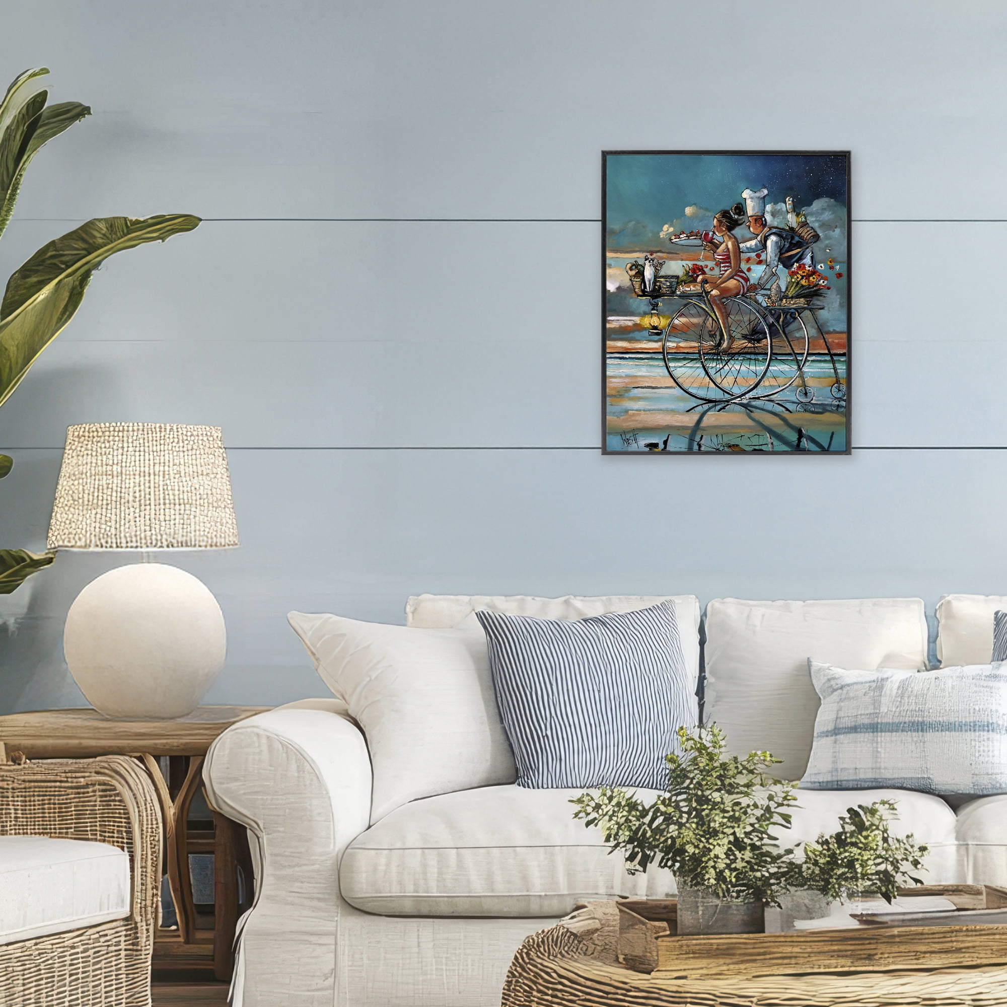 Stupell Industries Zaan's Dream Seaside Bicycle Ride Black Framed Giclee Art, design by Ronald West