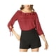 thumbnail image 1 of Blusa de verano con puntos de lunares para mujer, con cuello rizado y media manga, 3XL, color rojo vino, 1 of 8