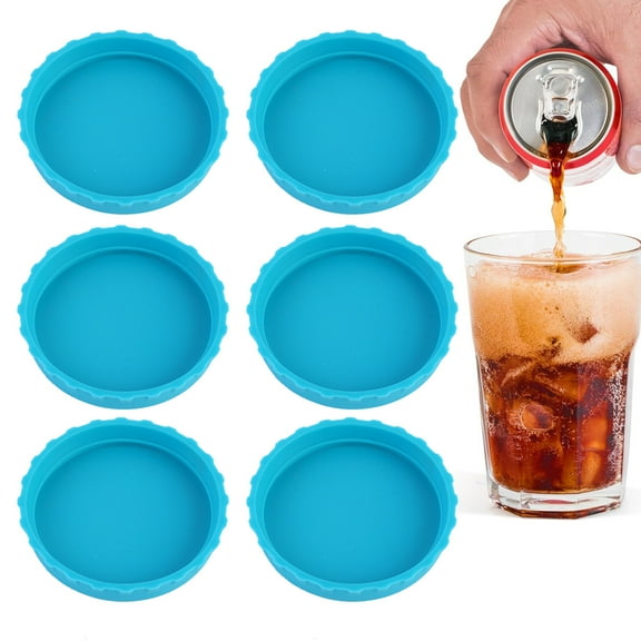 6 Pack Silicone Soda Can Cover Lids, Reusable Soda Can Lids Beer Can Covers Pop Can Covers Beer, Beverage, Juice, Coke, Fits Standard Cans
