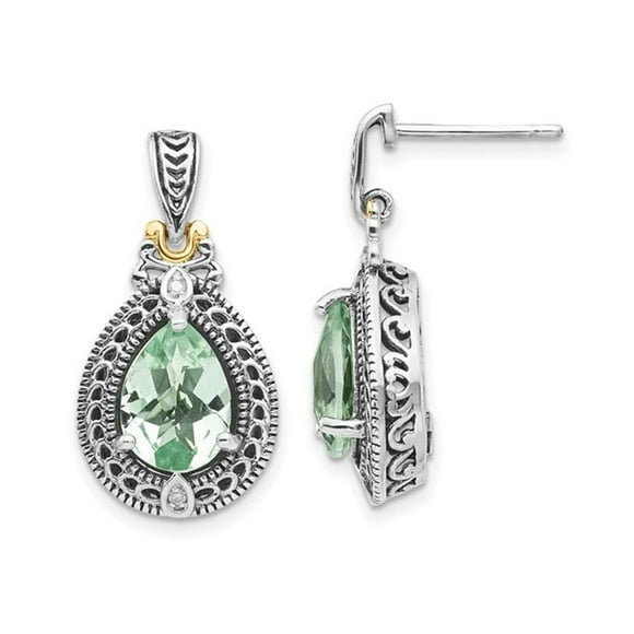 3.06 Carat (ctw) Green Quartz Drop Earrings in Sterling Silver