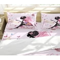 thumbnail image 2 of Pink Flower Fairy in the Environment of Butter Duvet Cover Black Girls Bedding Set for Girls Teens Queen Size Bedroom Decor with 1 Duvet Cover +2 Pillowcases, No Comforter, 2 of 3