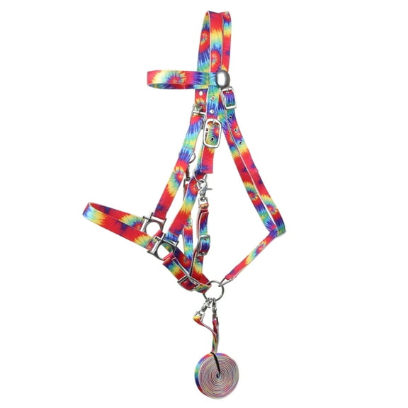 Showman Tie Dye Nylon Combination Halter Bridle w/ Reins