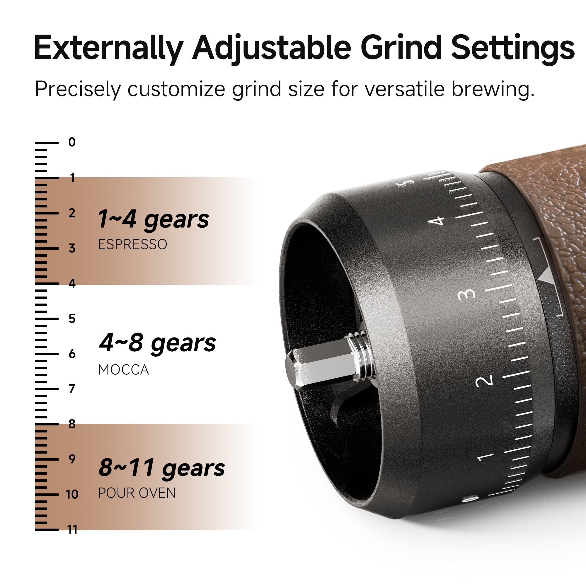 HiBREW G4B Manual Coffee Grinder Alluminum Alloy BodyConical Burr Capacity 22g Hand Coffee Grinder with 12 Levels