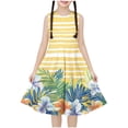 thumbnail image 2 of SGFCWSX Girls Sleeveless Dress Casual Print A-Line Round Neck Summer Dresses for Kids Yellow Size 4-5 Years, 2 of 6