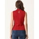 thumbnail image 3 of Camiseta sin mangas con cuello simulado para mujer, cuello alto, sin mangas, acanalado, top de punto rojo L, 3 of 6