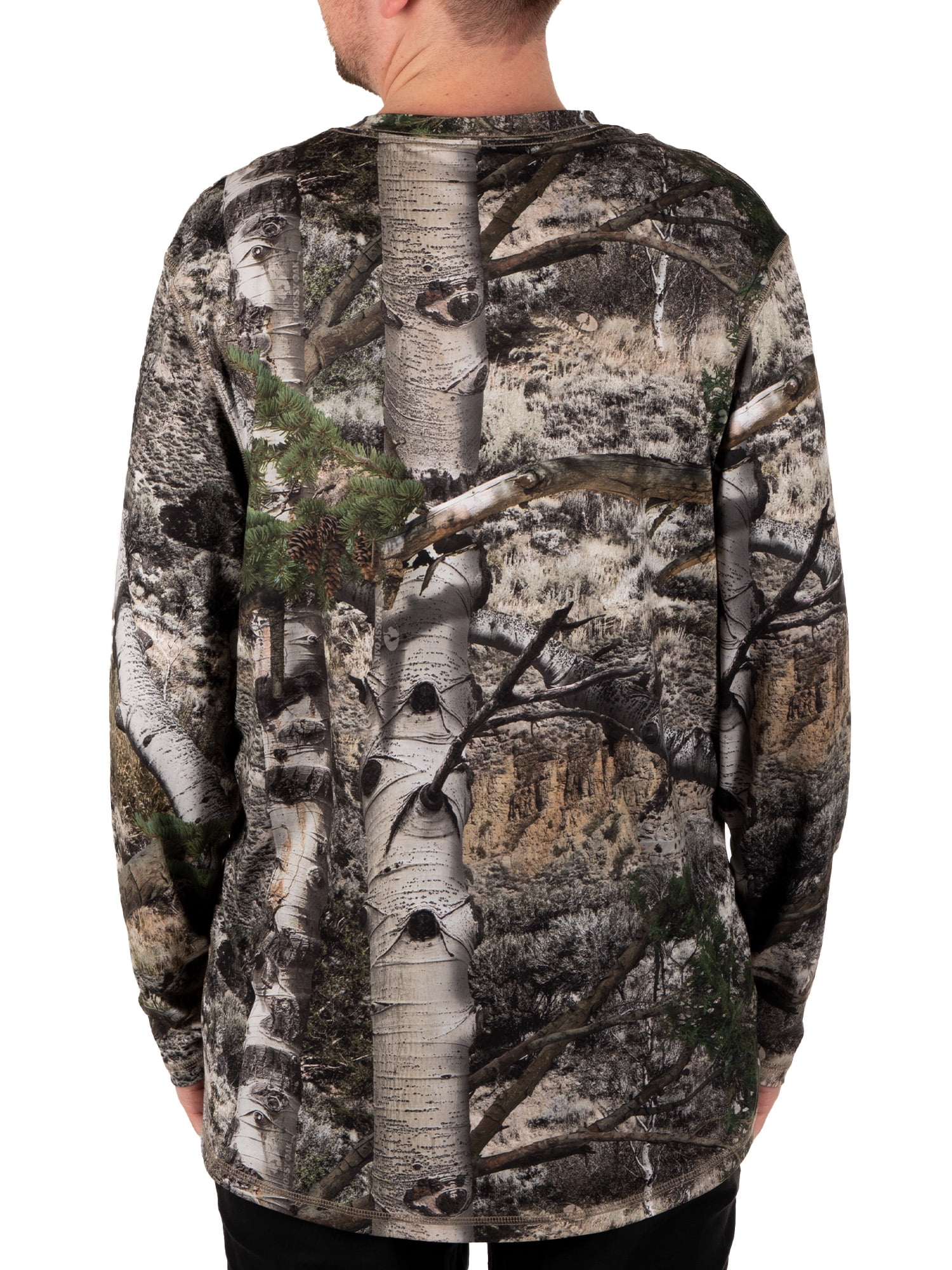 Mossy Oak Men's Long Sleeve Camouflage Hunting Performance Shirt, Mossy Oak Mountain Country, 2XL
