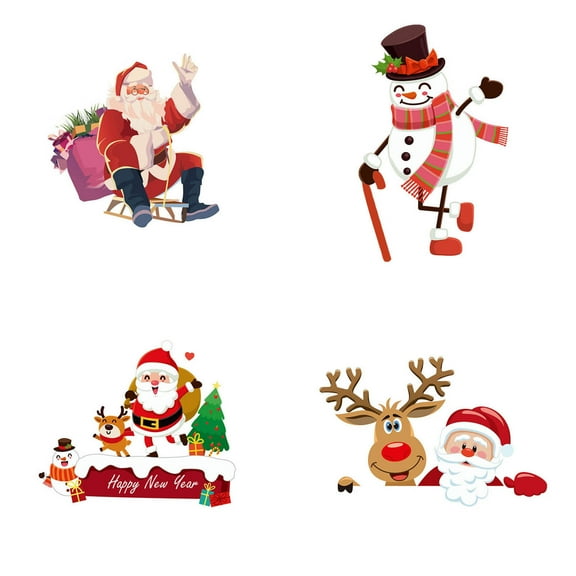 Qocolhg 4Pcs Christmas Switch Stickers, Santa Claus Snowman Removable Christmas Wall Stickers, Light Switch Xmas Wall Clings, Bedroom Wall Decal for Christmas Decorations Home Decor Room Decor
