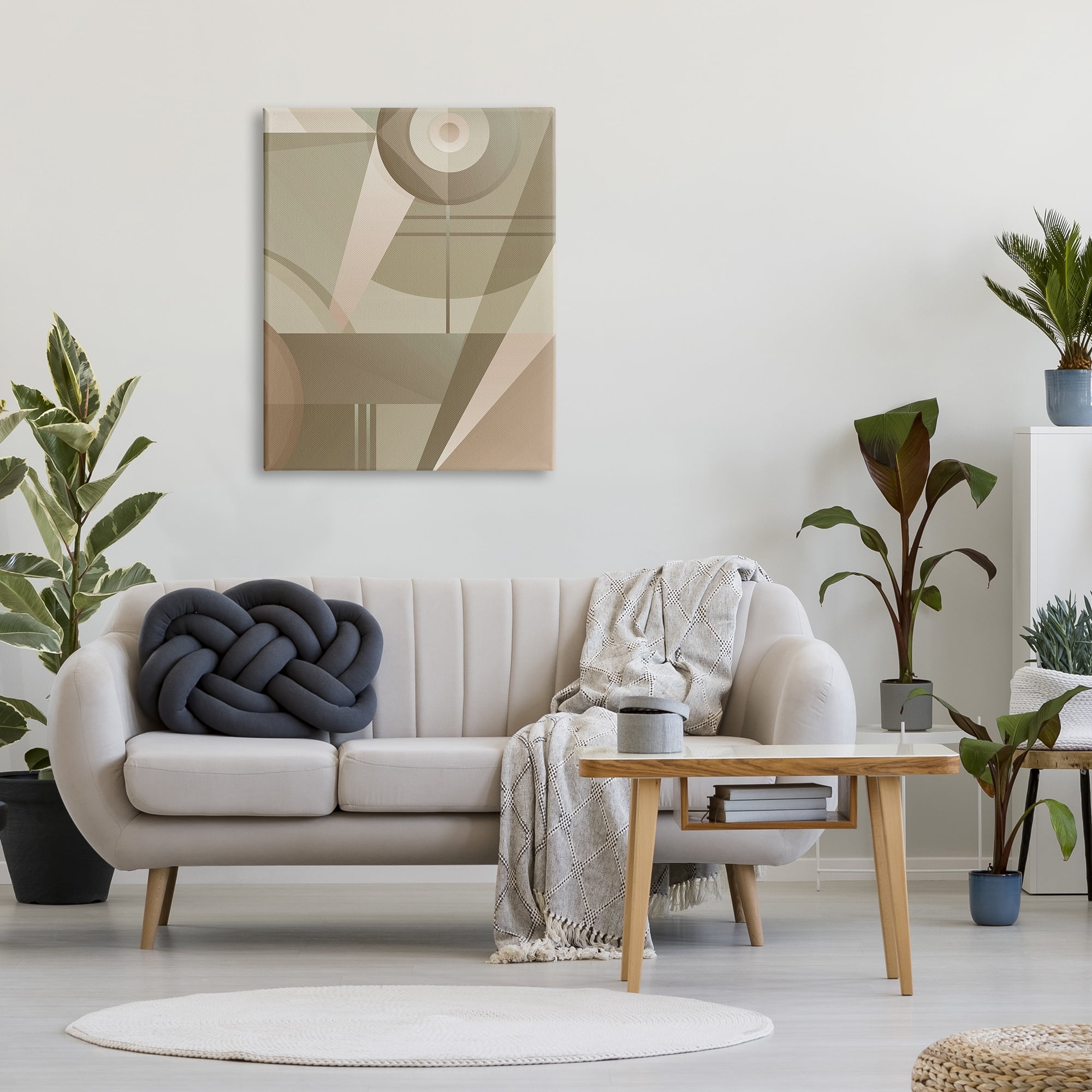 Stupell Industries Tan Geometric Abstract Abstract Painting Gallery Wrapped Canvas Art Print Wall Art, 30 x 40