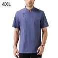 thumbnail image 2 of Cocinero de algodón Uniforme de manga corta Cocina de verano delantal Botones Trajes cómodos camisas para hombres suministros para hombre para restaurante azul 4xl Advancent LF000328-13, 2 of 7
