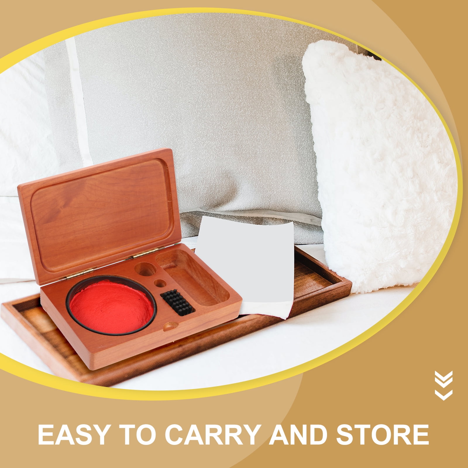 FENGGUIQU 2Pcs Multifunctional Portable Wood Stamp and Ink Pad Organizer for Craft Enthusiasts and Stationery Users