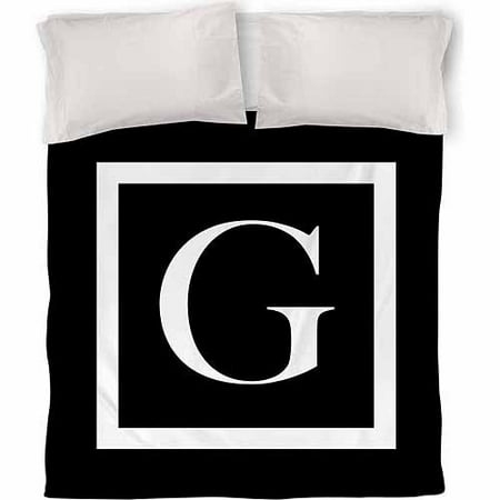 IDG Classic Block Monogram Duvet Cover, Black