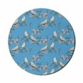 thumbnail image 1 of Birds Mouse Pad for Computers, Cherry Blossom Trees and Finches on Branch Japanese Spring Flora Fragrance, Round Non-Slip Thick Rubber Modern Mousepad, 8" Round, Baby Pink Azure Blue, by Ambesonne, 1 of 2