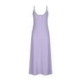 thumbnail image 4 of Summer Saving Maxi Dress Plus Size, Women Casual Holiday Style Hollow Out Long Dress Solid Color Loose Sleeveless-Neck Camisole Dress(Purple,S), 4 of 4