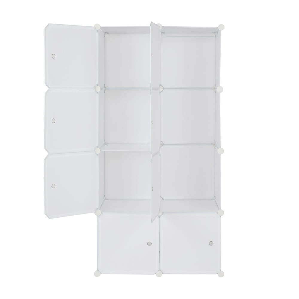 53.5 in. H x 40.9 in. W x 19.7 in. D White Plastic Portable Closet Clothes  with 12 Cubby Storage
