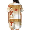 thumbnail image 6 of Uemuo Christmas Snowman Gift Pattern Women's Short-Sleeved Pajama, Button-Front Loungewear, 2-Piece Summer Sleepwear, Elastic Drawstring Shorts-4X-Large, 6 of 7