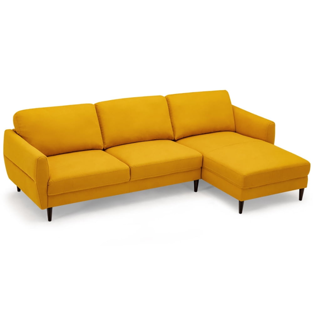 Kadyn Small Spaces Couch Loveseat Sofa Love Seats Furniture Soft Couch L Shaped Fabric Sectional Sofa with Chaise Lounge and Solid Wood Legs Yellow Walmart