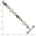 thumbnail image 2 of 925 Sterling Silver Polished Toggle Closure Oxidized 8-8.5mm Freshwater Cultured Pearl 8inch Bracelet Link Bracelet for, 2 of 2