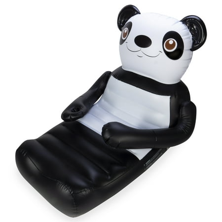 SwimWays Huggables Panda Bear Pool Float - Inflatable Lounger with Cupholder for Pool or Lake, kids and adults