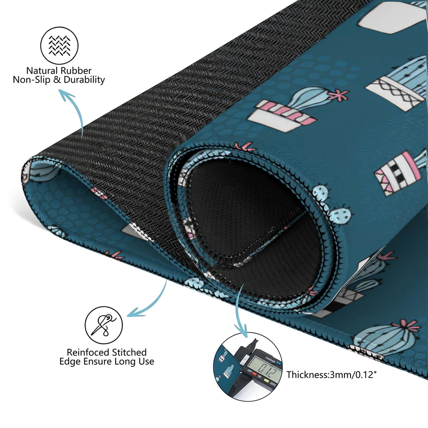 31.5 Inch Plants Style Mahjong Table Cover Made of High Quality Rubber Featuring Anti-Slip Non-Skid Backing and Noise Reducing Properties