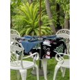 thumbnail image 2 of Outdoor Tablecloth with Umbrella Hole and Zipper, Black Christmas Snowman Round Table Cloth 60 Inch Waterproof Tablecloth, Winter Snowflakes Xmas Tree Forest Picnic Table Cover for Patio Camping, 2 of 7