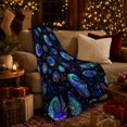 thumbnail image 3 of Celestial Sea Shells, Festive Halloween Scene, Warm Flannel Blanket for Beach House and Living Room with Detailed Artwork, Art Lovers Halloween Gift, Festive Home Decor, 3 of 9