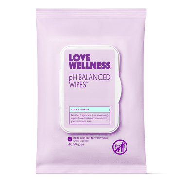 Love Wellness pH Balanced Wipes, Vulva Wipes, 40ct