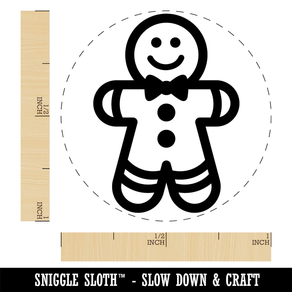 Gingerbread Man Christmas Cookie Self-Inking Rubber Stamp Ink Stamper - Brown Ink - Medium 1 Inch