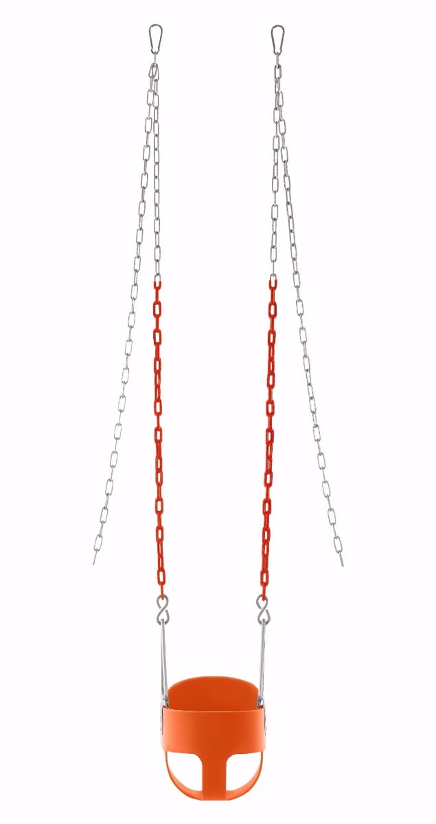 Machrus Swingan High Back, Full Bucket Toddler & Baby Swing with Vinyl Coated Chain - Fully Assembled - Orange