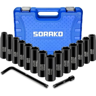 CARBYNE 7-Piece Metric Extra Long Ball End Hex Bit Socket Set, 3mm-10mm, 3/8" Drive, S2 Steel