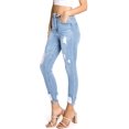 thumbnail image 2 of Wax Jean Womens Juniors High Rise Distressed Ankle Skinny Jeans (Ripped Light Denim, 3), 2 of 3