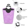 thumbnail image 4 of Waterproof Collapsible Laundry Hamper, Dreamy Purple Bubble Aluminum Handle Laundry Bag Storage Basket, 50L, 4 of 6